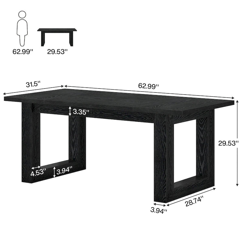 Table de salle à manger de ferme rectangulaire en bois de 160 cm pour 4 à 6 personnes