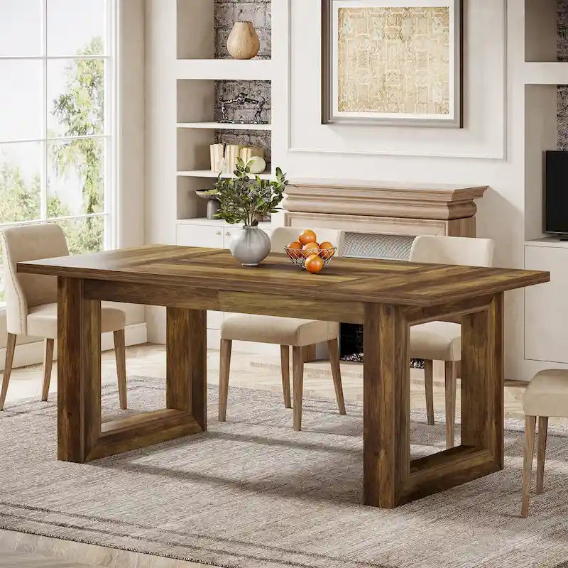 Table de salle à manger de ferme rectangulaire en bois de 160 cm pour 4 à 6 personnes