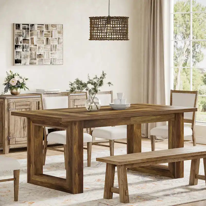 Table de salle à manger de ferme rectangulaire en bois de 160 cm pour 4 à 6 personnes
