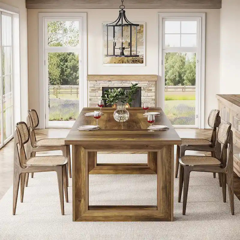 Table de salle à manger de ferme rectangulaire en bois de 160 cm pour 4 à 6 personnes
