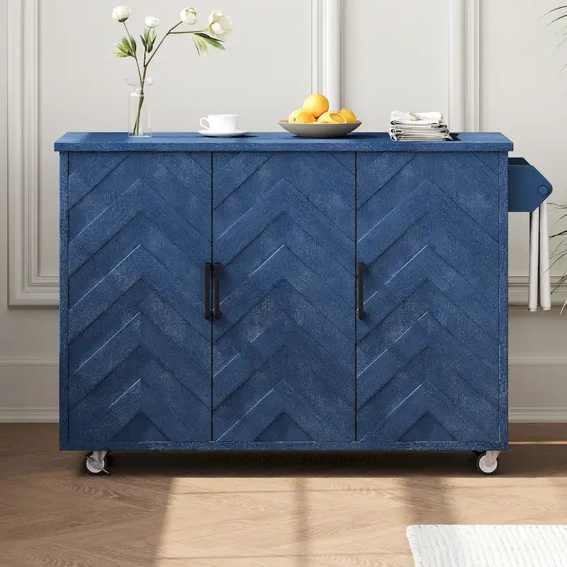 Îlot de cuisine 51,2W avec abattant, îlot de cuisine de ferme sur roulettes avec étagère de rangement interne, chariot de cuisine roulant