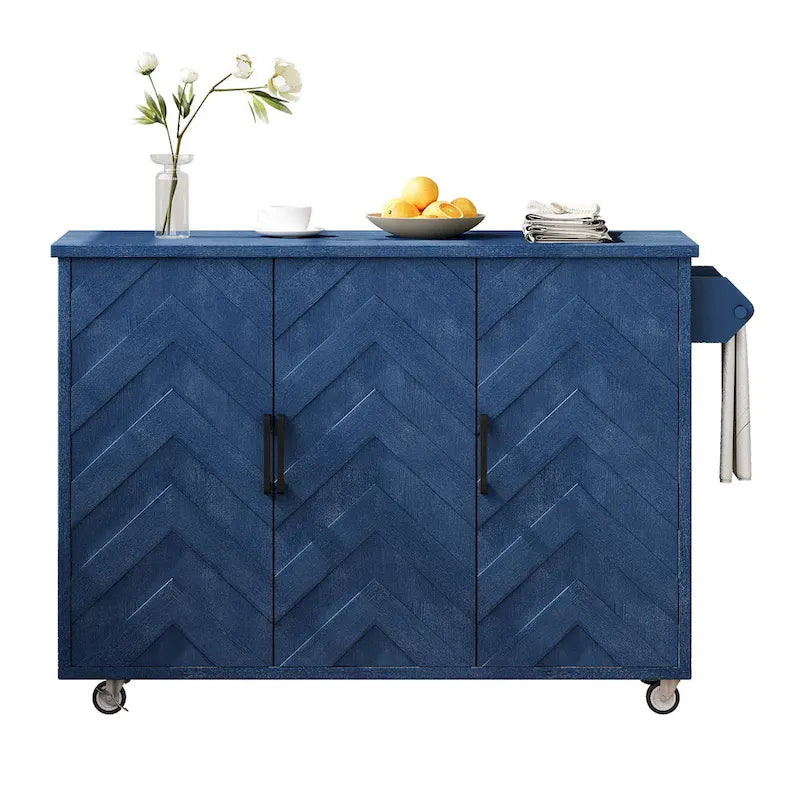 Îlot de cuisine 51,2W avec abattant, îlot de cuisine de ferme sur roulettes avec étagère de rangement interne, chariot de cuisine roulant