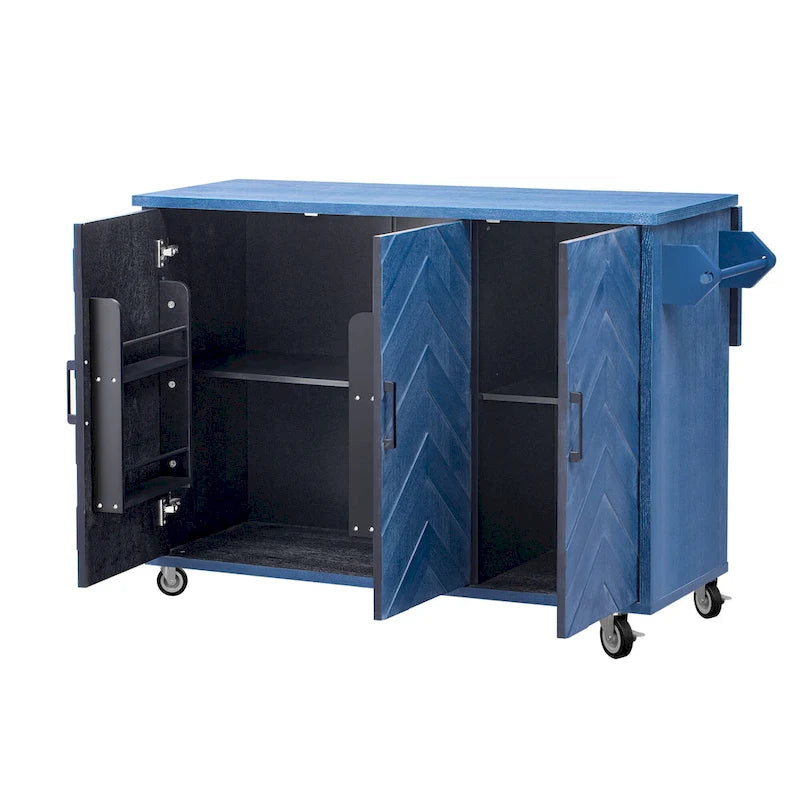 Îlot de cuisine 51,2W avec abattant, îlot de cuisine de ferme sur roulettes avec étagère de rangement interne, chariot de cuisine roulant