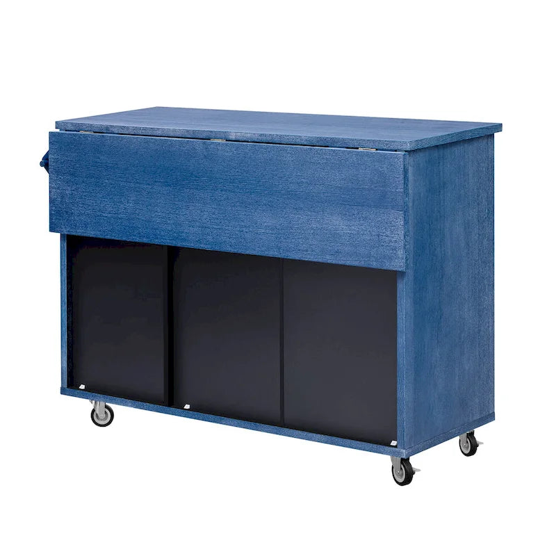 Îlot de cuisine 51,2W avec abattant, îlot de cuisine de ferme sur roulettes avec étagère de rangement interne, chariot de cuisine roulant