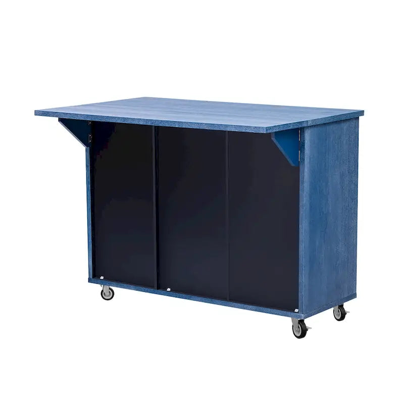 Îlot de cuisine 51,2W avec abattant, îlot de cuisine de ferme sur roulettes avec étagère de rangement interne, chariot de cuisine roulant