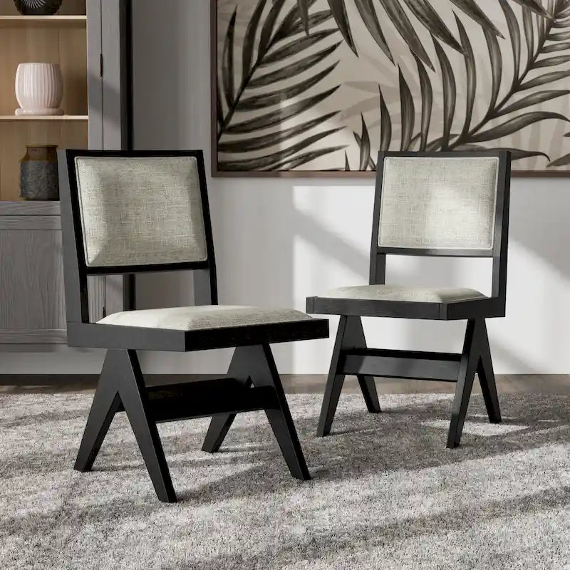 Chaises de salle à manger Evrena modernes noires en tissu rembourré de Furniture of America (lot de 2)
