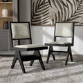 Chaises de salle à manger Evrena modernes noires en tissu rembourré de Furniture of America (lot de 2)