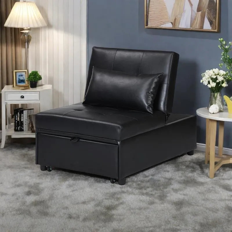 Canapé-lit ottoman pliable multifonctionnel se transformant en chaise longue et en lit simple (capacité 120 kg)