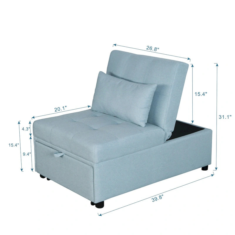 Canapé-lit ottoman pliable multifonctionnel se transformant en chaise longue et en lit simple (capacité 120 kg)