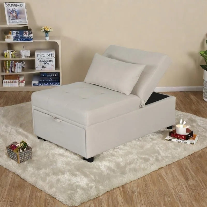 Canapé-lit ottoman pliable multifonctionnel se transformant en chaise longue et en lit simple (capacité 120 kg)