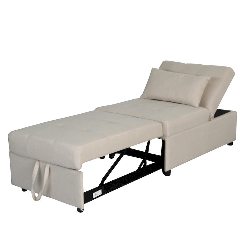 Canapé-lit ottoman pliable multifonctionnel se transformant en chaise longue et en lit simple (capacité 120 kg)
