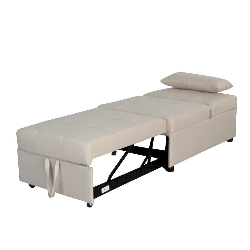 Canapé-lit ottoman pliable multifonctionnel se transformant en chaise longue et en lit simple (capacité 120 kg)