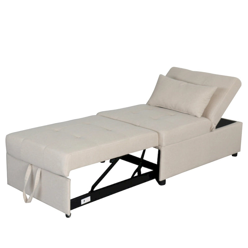 Canapé-lit ottoman pliable multifonctionnel se transformant en chaise longue et en lit simple (capacité 120 kg)