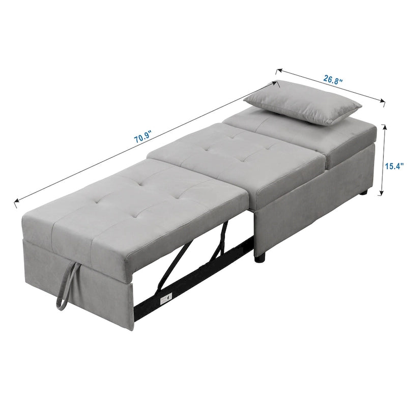 Canapé-lit ottoman pliable multifonctionnel se transformant en chaise longue et en lit simple (capacité 120 kg)