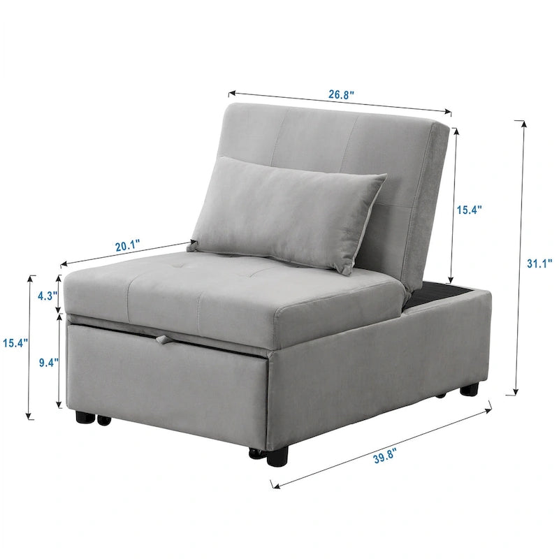 Canapé-lit ottoman pliable multifonctionnel se transformant en chaise longue et en lit simple (capacité 120 kg)