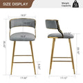 2 Tabourets de bar hauteur comptoir 66 cm en velours côtelé pour îlot de cuisine