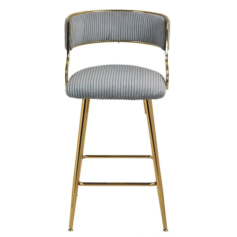 2 Tabourets de bar hauteur comptoir 66 cm en velours côtelé pour îlot de cuisine
