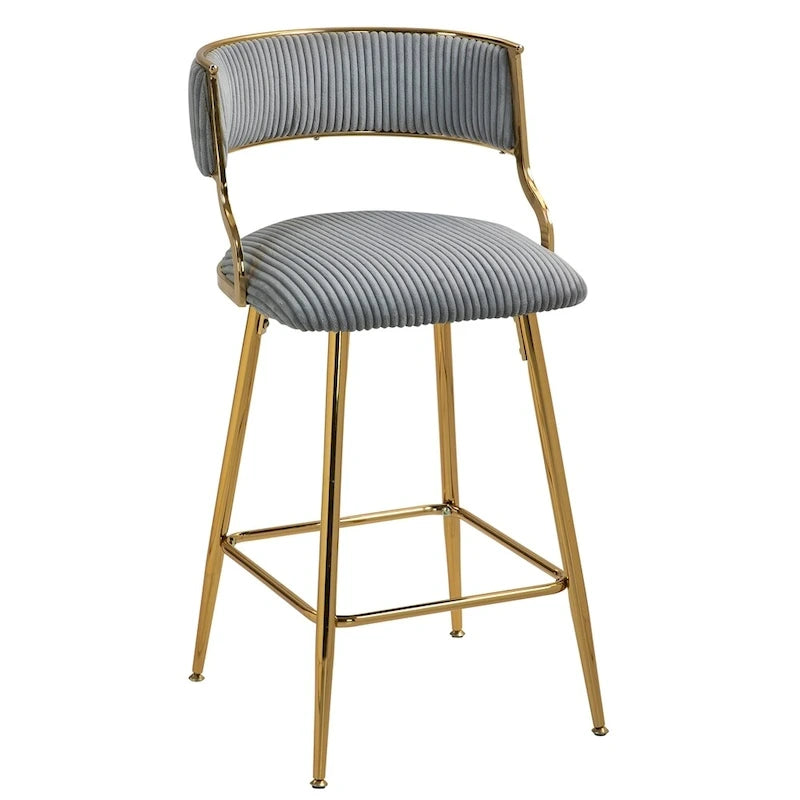2 Tabourets de bar hauteur comptoir 66 cm en velours côtelé pour îlot de cuisine
