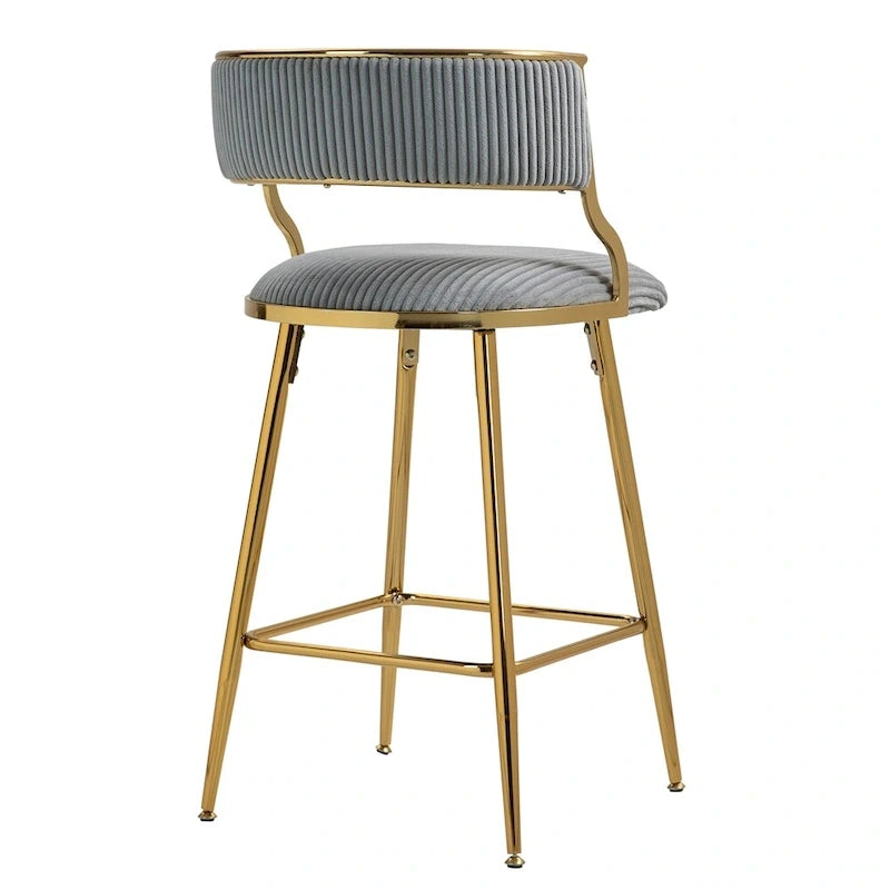2 Tabourets de bar hauteur comptoir 66 cm en velours côtelé pour îlot de cuisine