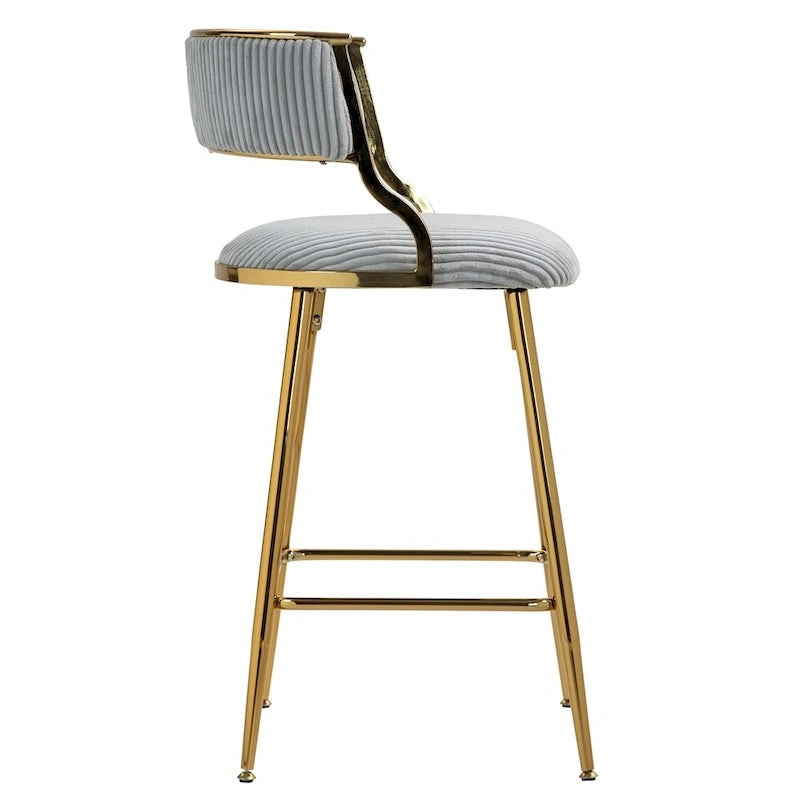 2 Tabourets de bar hauteur comptoir 66 cm en velours côtelé pour îlot de cuisine
