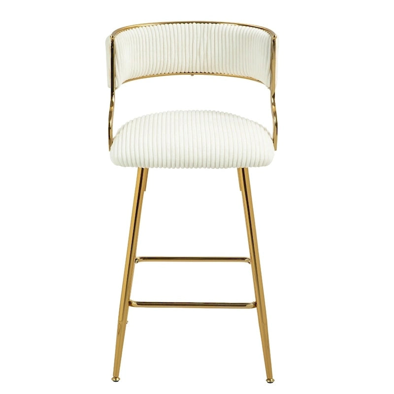 2 Tabourets de bar hauteur comptoir 66 cm en velours côtelé pour îlot de cuisine