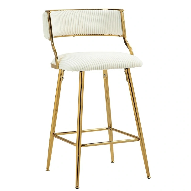 2 Tabourets de bar hauteur comptoir 66 cm en velours côtelé pour îlot de cuisine