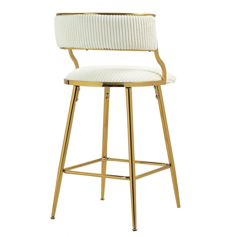 2 Tabourets de bar hauteur comptoir 66 cm en velours côtelé pour îlot de cuisine