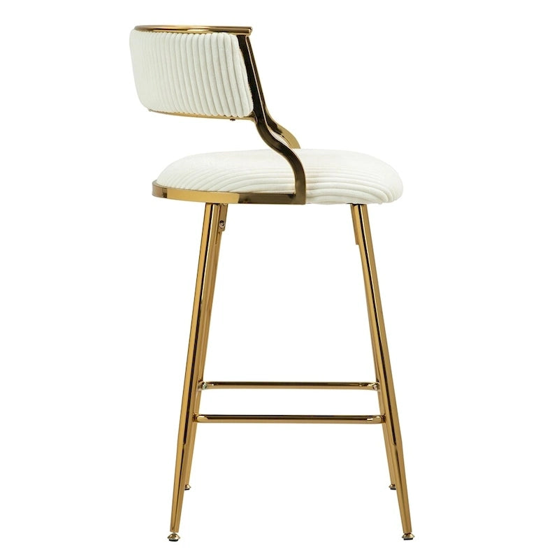 2 Tabourets de bar hauteur comptoir 66 cm en velours côtelé pour îlot de cuisine