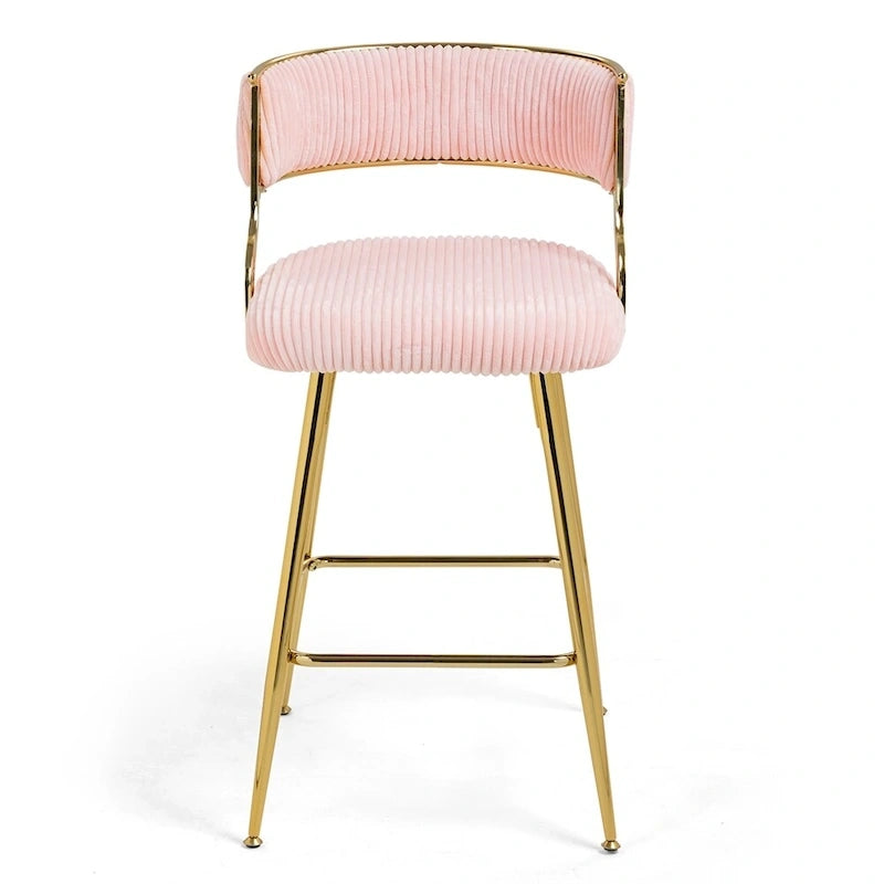 2 Tabourets de bar hauteur comptoir 66 cm en velours côtelé pour îlot de cuisine