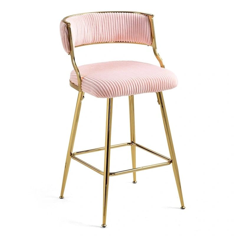 2 Tabourets de bar hauteur comptoir 66 cm en velours côtelé pour îlot de cuisine