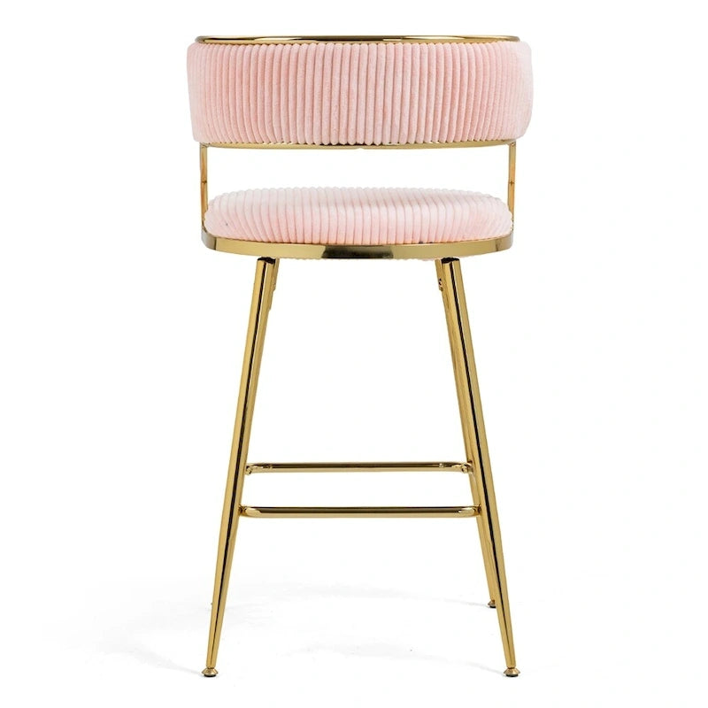 2 Tabourets de bar hauteur comptoir 66 cm en velours côtelé pour îlot de cuisine