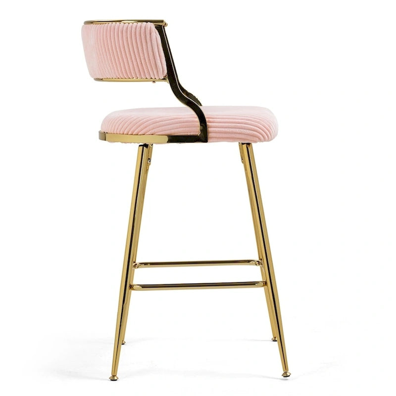 2 Tabourets de bar hauteur comptoir 66 cm en velours côtelé pour îlot de cuisine
