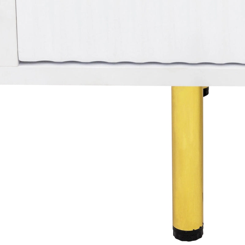 Meuble TV moderne blanc chaud avec 2 armoires de rangement et 2 tiroirs à fermeture douce pour appartements et salons