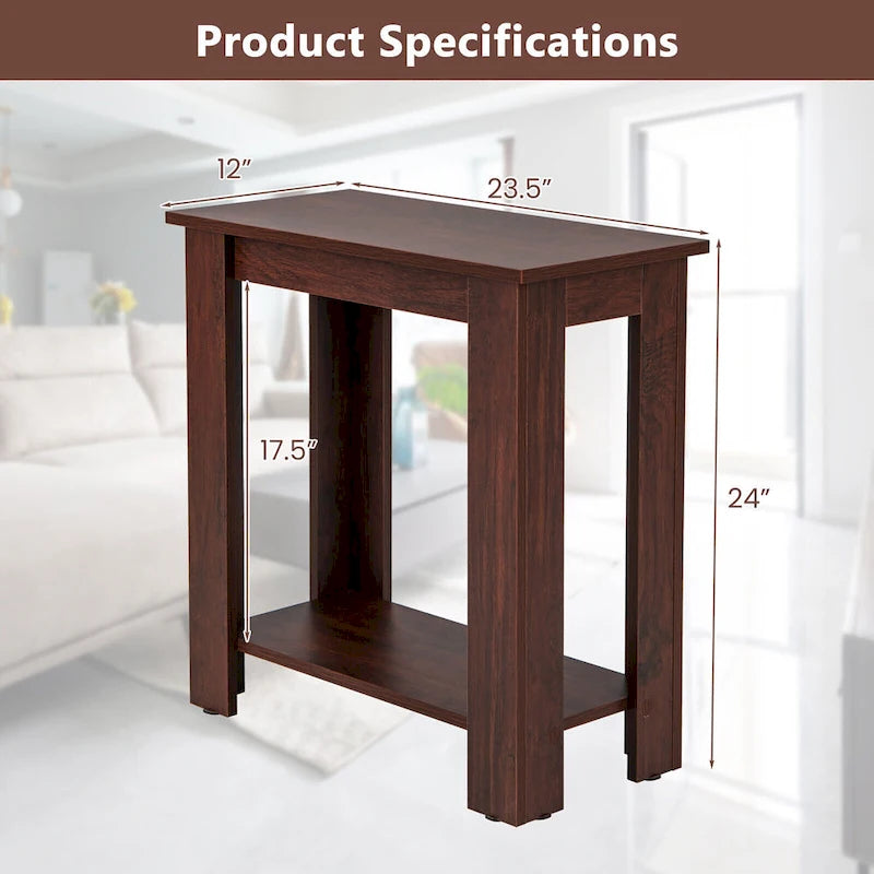 Gymax 2 pièces Table d'appoint à 2 niveaux Table de chevet compacte moderne avec