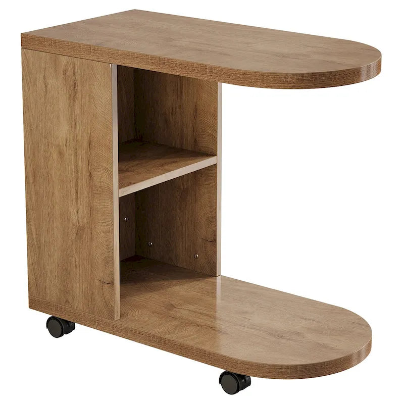 Table d'appoint en C pour canapé, table d'appoint mobile avec rangement