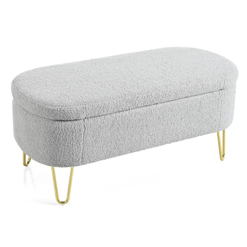 Banc de rangement ovale pour salon, chambre à coucher, pied de lit