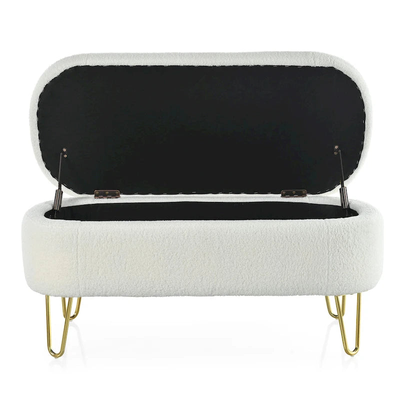 Banc de rangement ovale pour salon, chambre à coucher, pied de lit