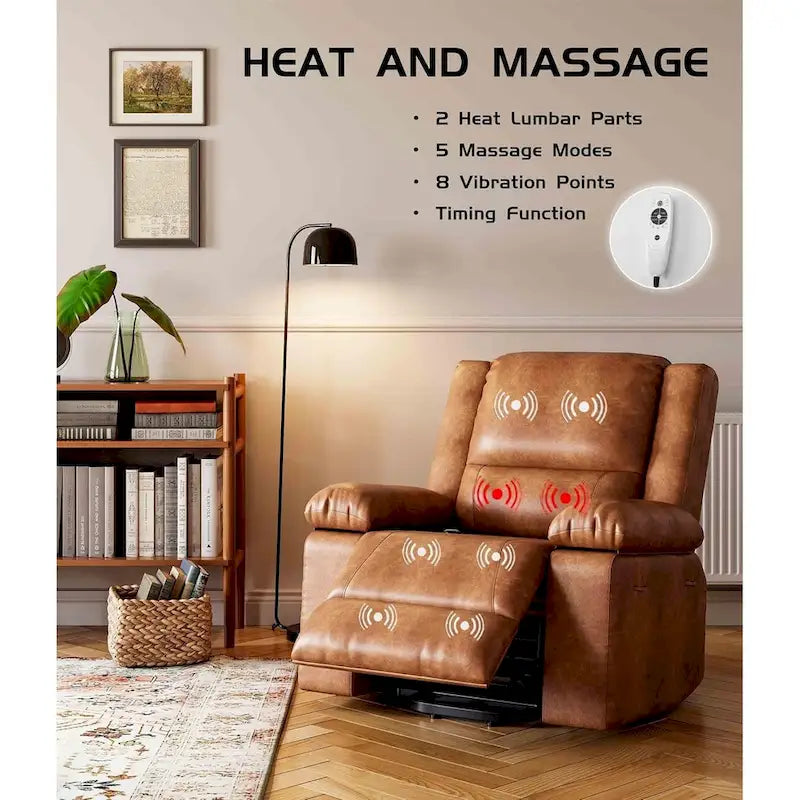 Fauteuil releveur inclinable en cuir avec chauffage et massage