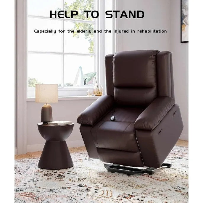 Fauteuil releveur inclinable en cuir avec chauffage et massage