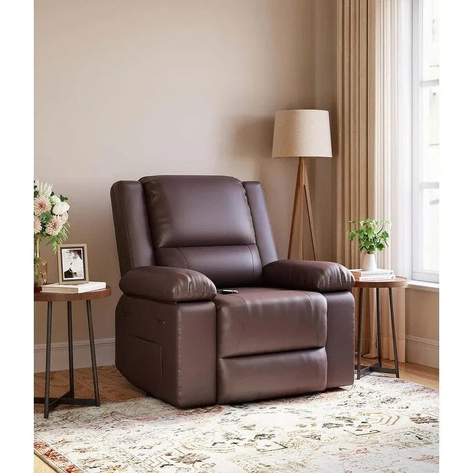 Fauteuil releveur inclinable en cuir avec chauffage et massage