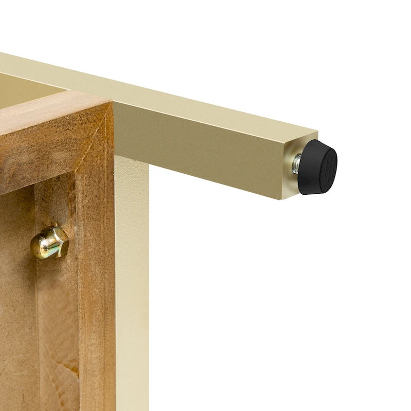 Console rétro en MDF de 45,5 po avec accents dorés, 2 tiroirs de rangement et design géométrique