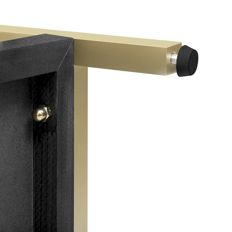 Console rétro en MDF de 45,5 po avec accents dorés, 2 tiroirs de rangement et design géométrique