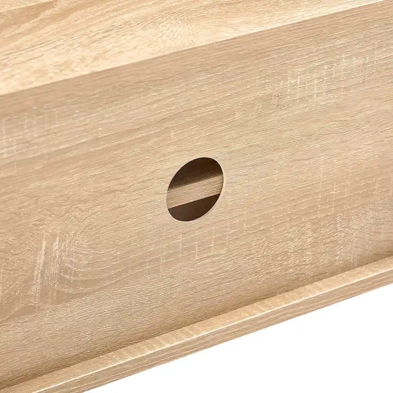 Meuble TV de 55,12 po avec portes coulissantes doubles, pieds en bois massif et étagère réglable pour salon