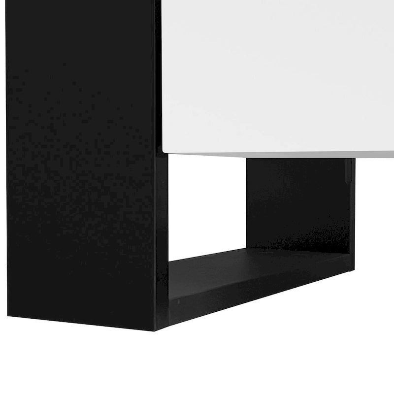 Meuble TV moderne de 68,1 po avec foyer et 2 grands placards pour téléviseurs jusqu'à 78 po