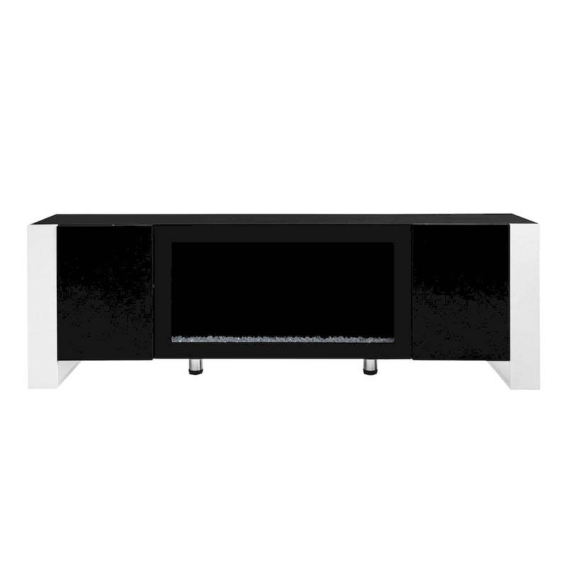 Meuble TV moderne de 68,1 po avec foyer et 2 grands placards pour téléviseurs jusqu'à 78 po