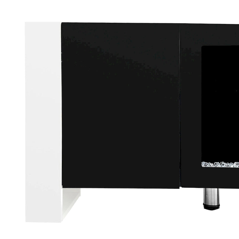 Meuble TV moderne de 68,1 po avec foyer et 2 grands placards pour téléviseurs jusqu'à 78 po