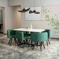 Ensemble de salle à manger moderne 7 pièces avec table rectangulaire en marbre et 6 chaises rembourrées
