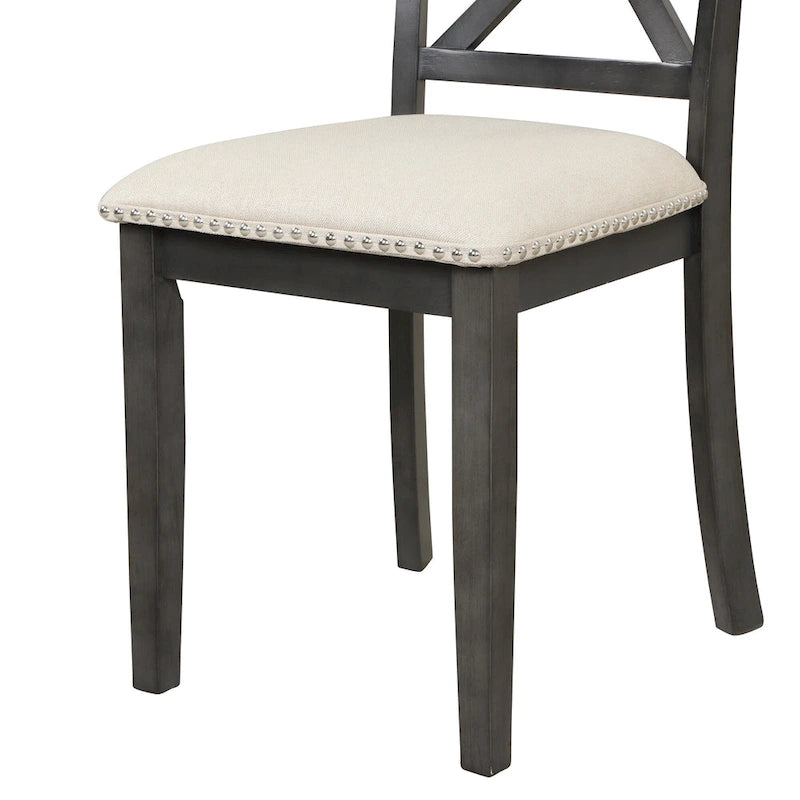 Ensemble de salle à manger moderne 5 pièces en bois avec table ronde et chaises