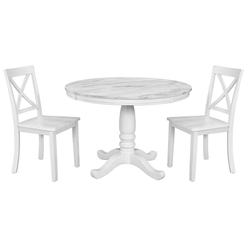 Ensemble de salle à manger moderne 5 pièces en bois avec table ronde et chaises