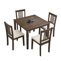 Ensemble de salle à manger moderne 5 pièces avec table carrée et 4 chaises rembourrées à dossier à lattes